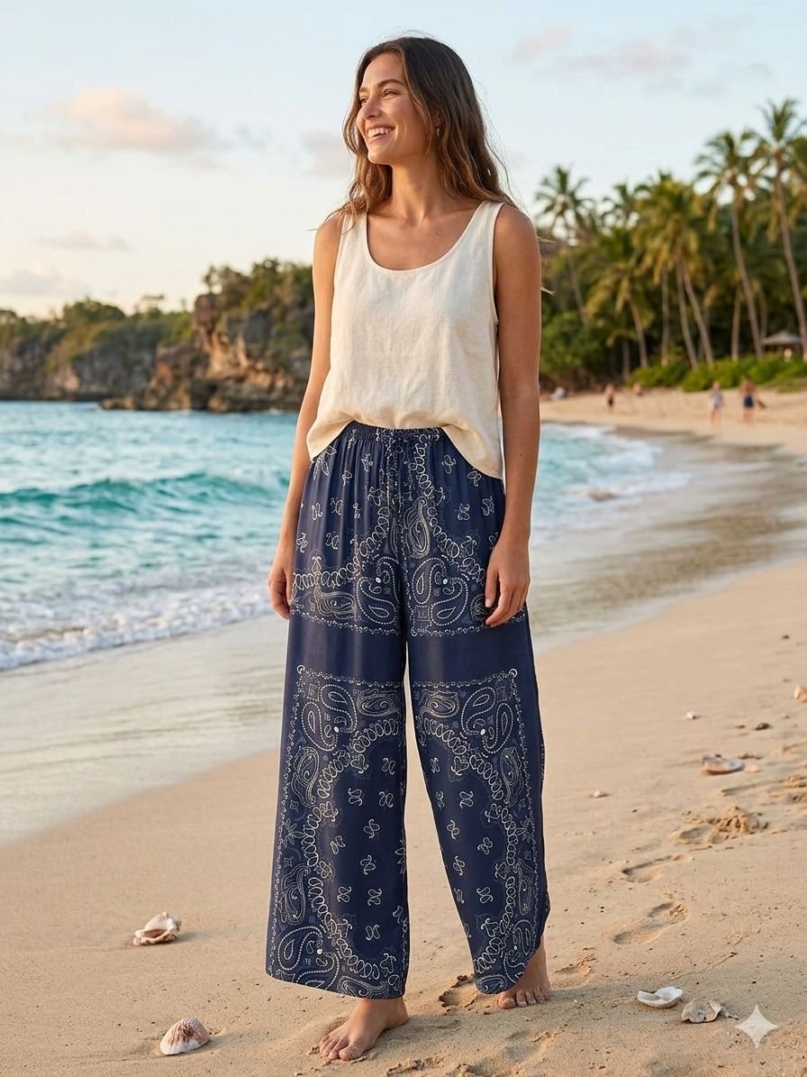 Pants bandana loose aroma navy