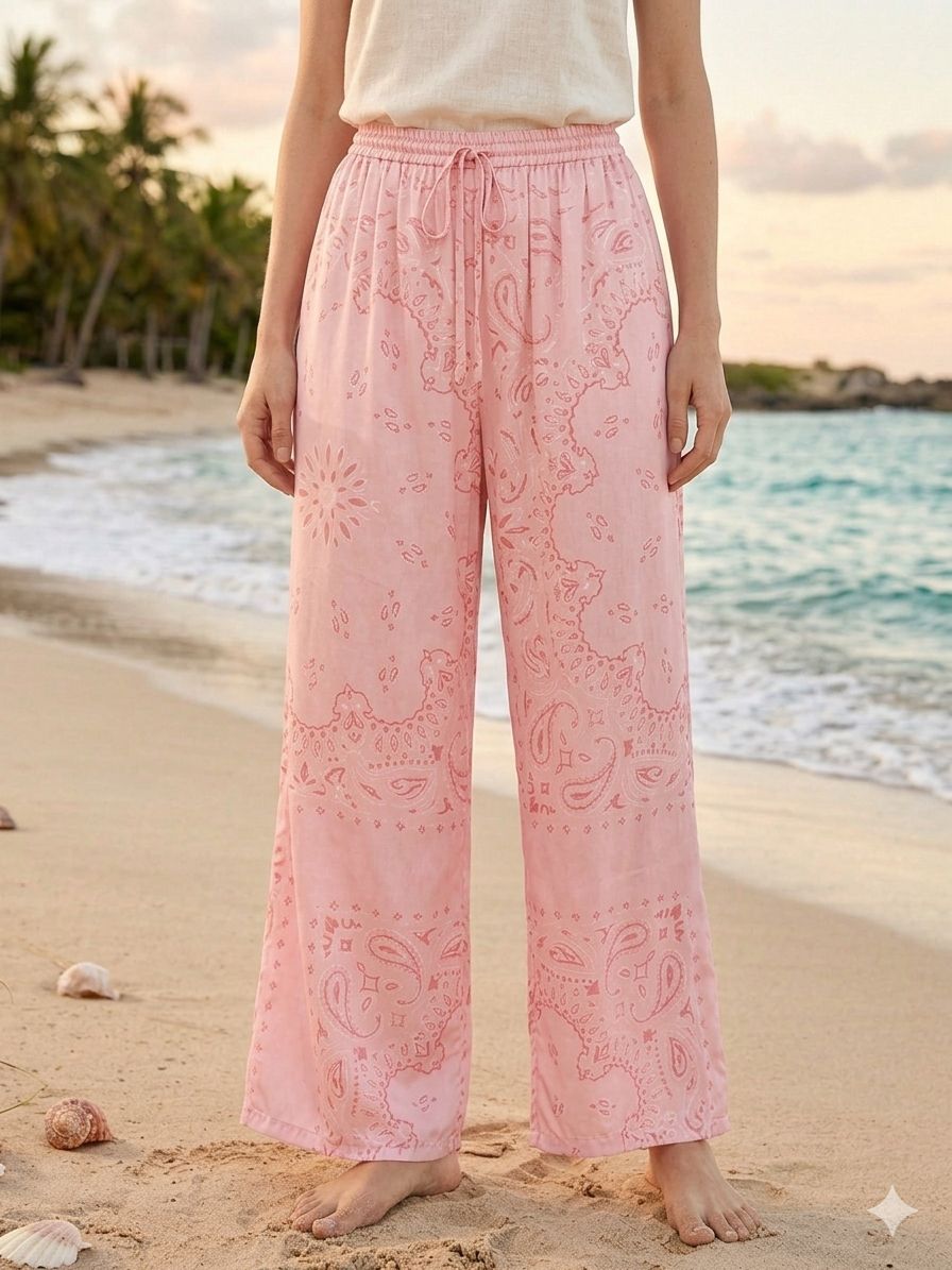 Pants bandana loose aroma pink