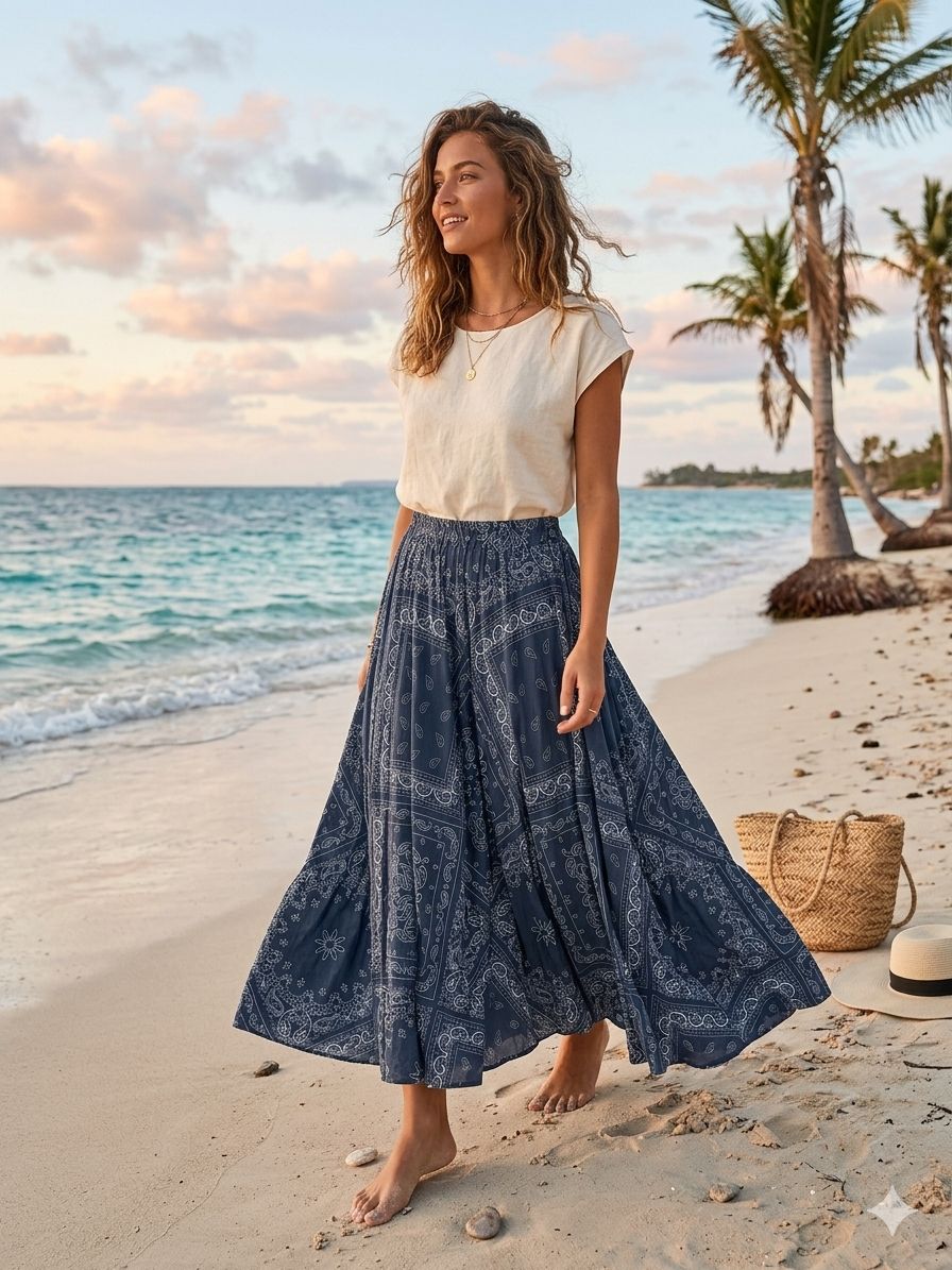 Skirt bandana loose aroma navy