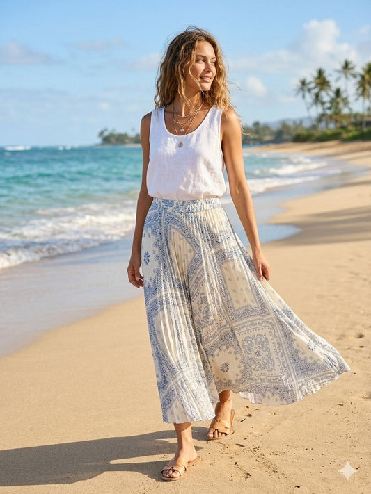 Skirt bandana loose aroma white * blue