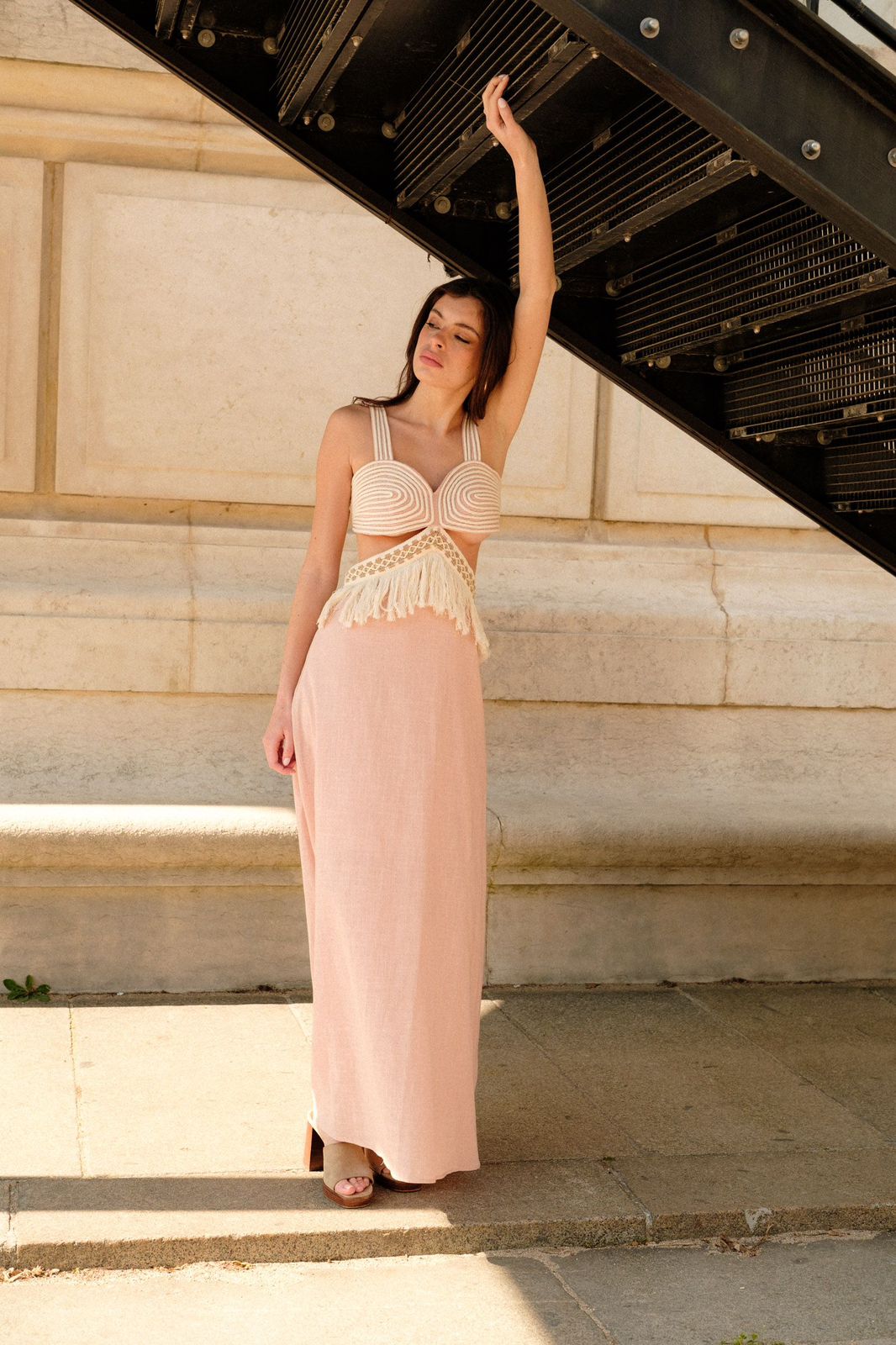 Dress rose light fringes
