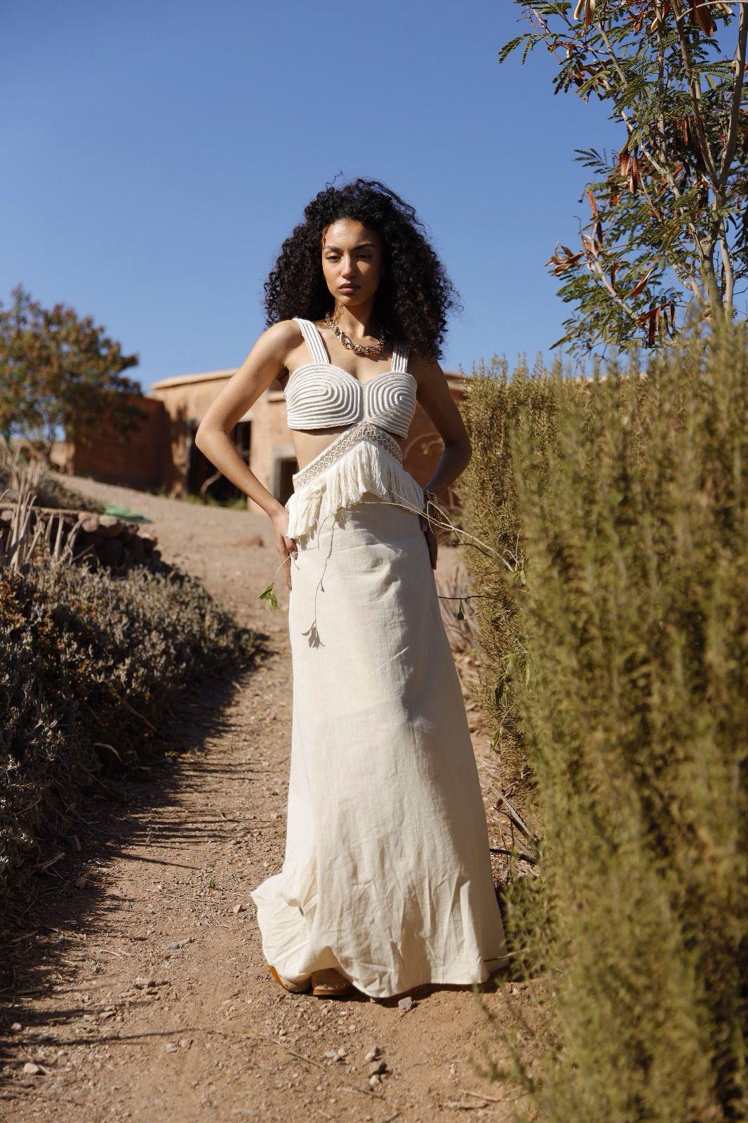 Dress beige fringes
