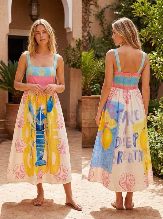 Colorful long print dress Nos pattern 1