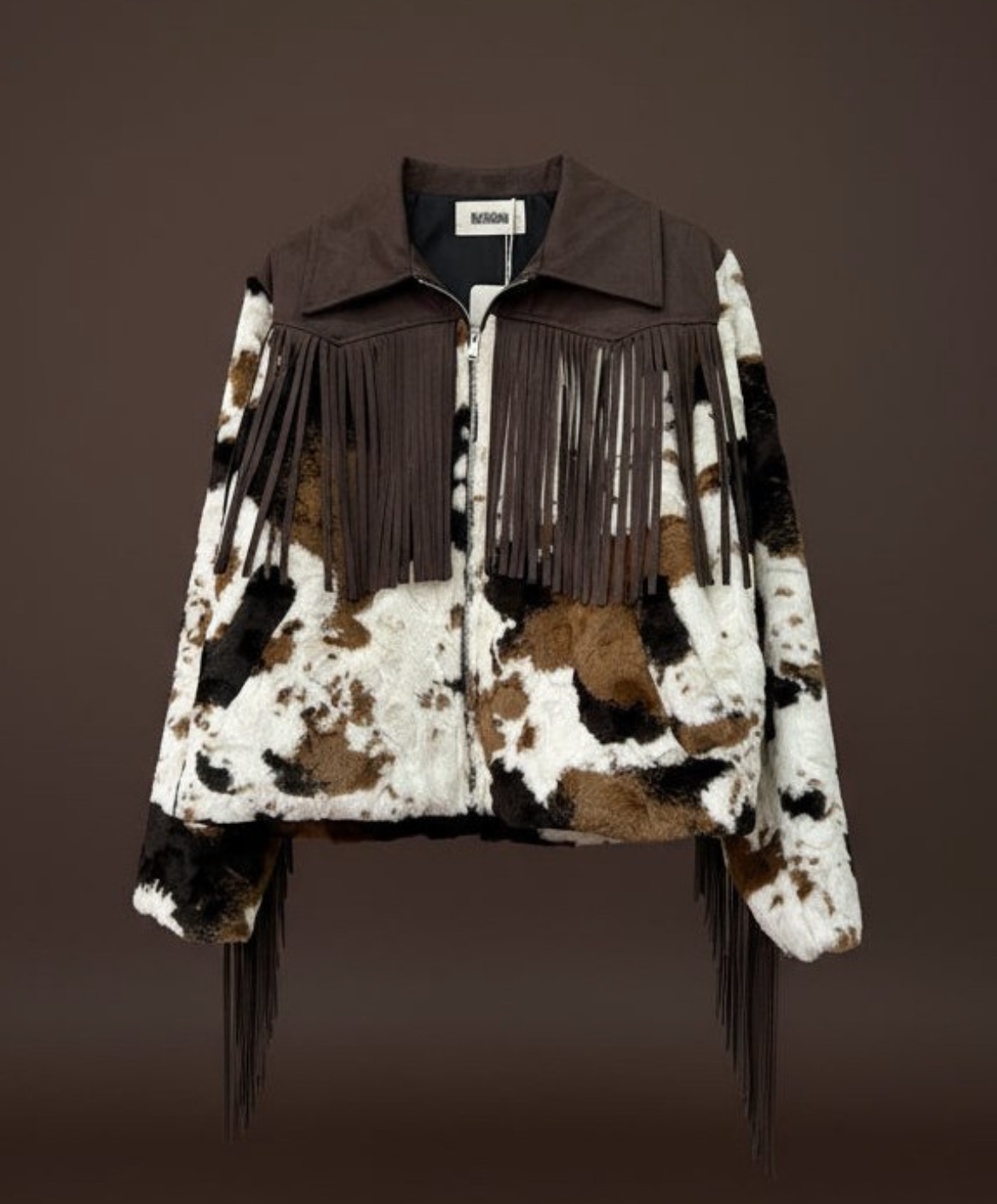 Jacket cow fringes fur