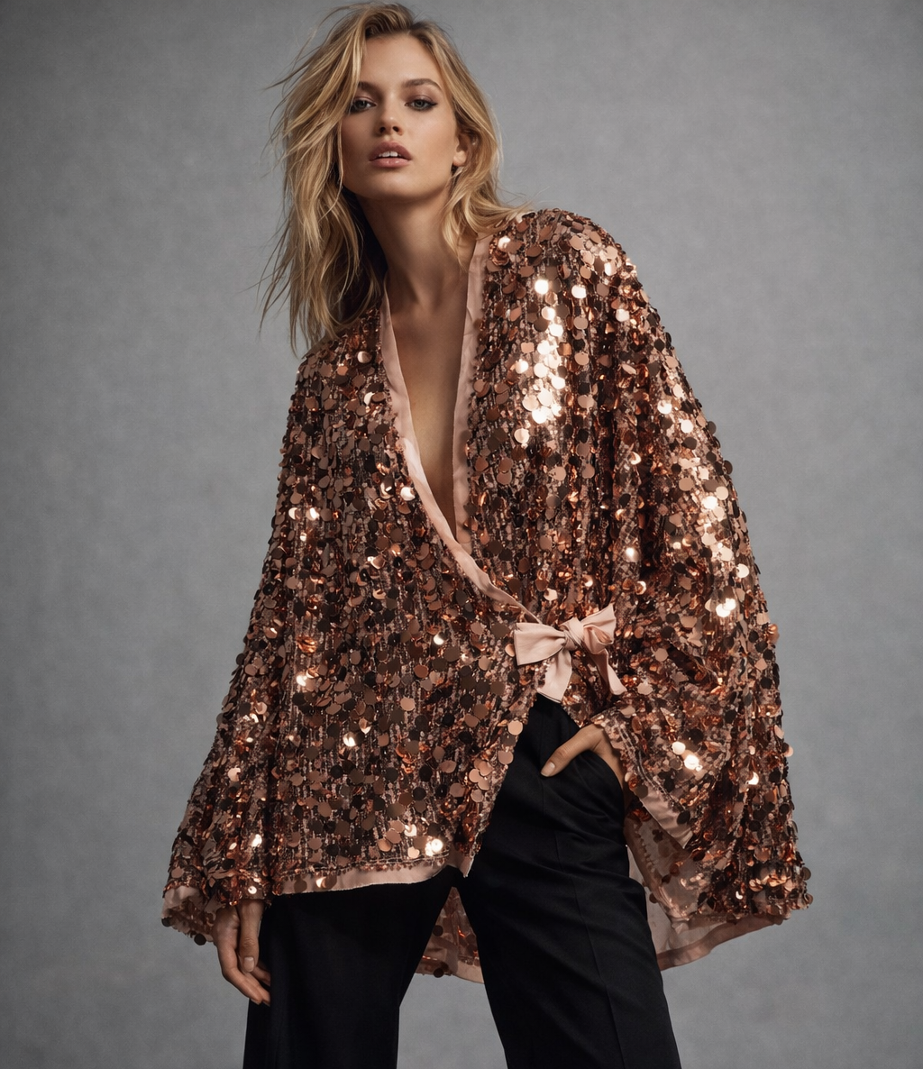 Cardigan sequence gold champagne