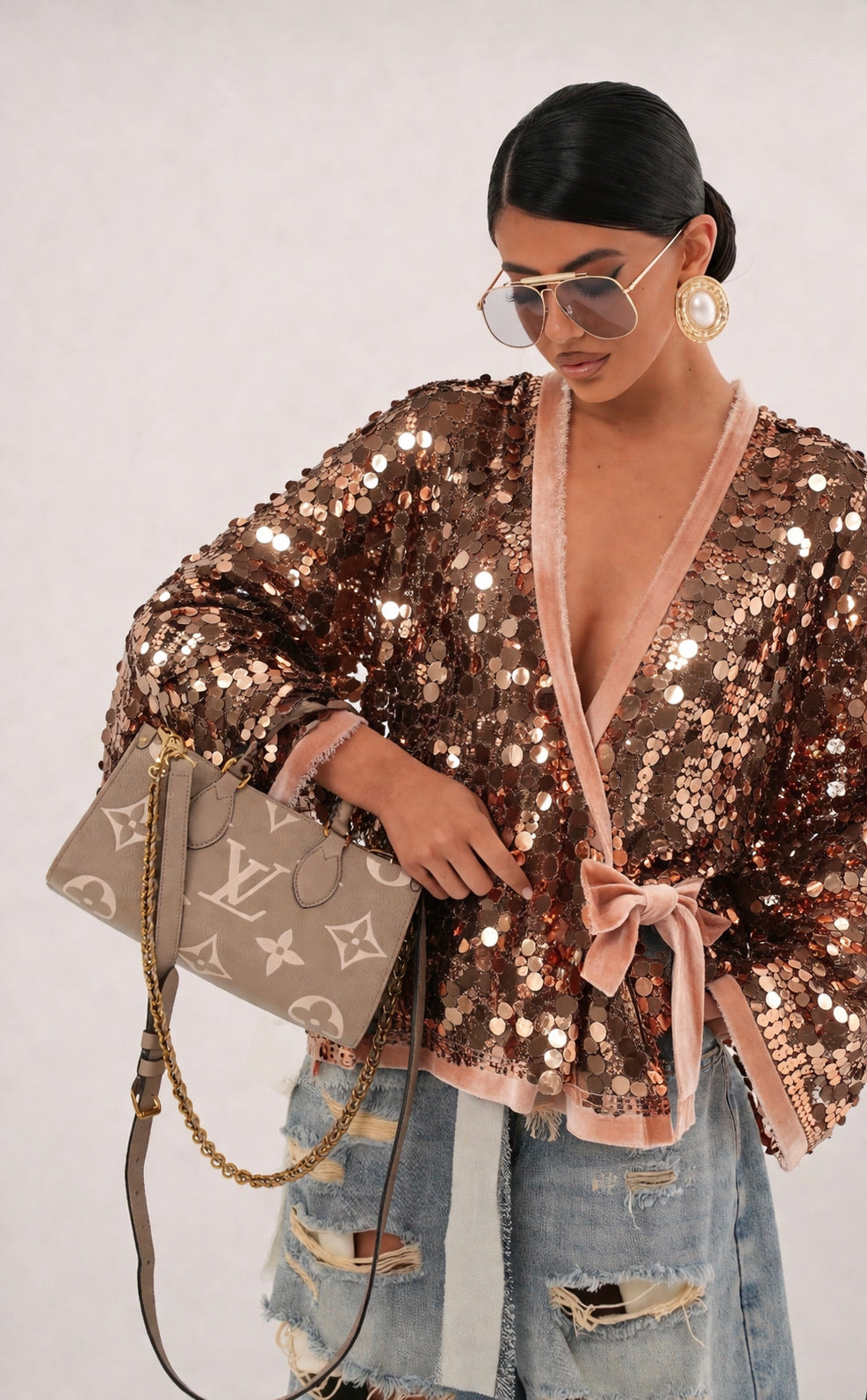 Cardigan sequence gold champagne