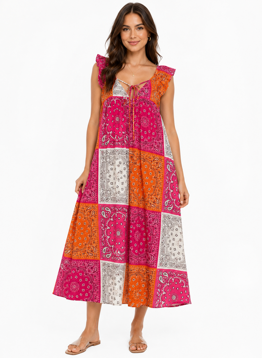 Dress bandana red pink orange