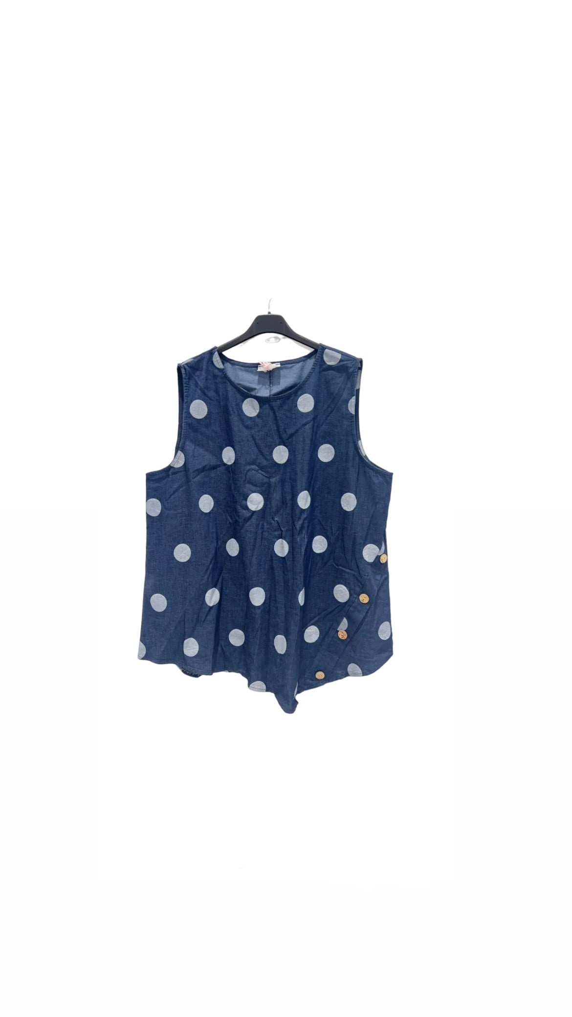 Top polka denim cotton