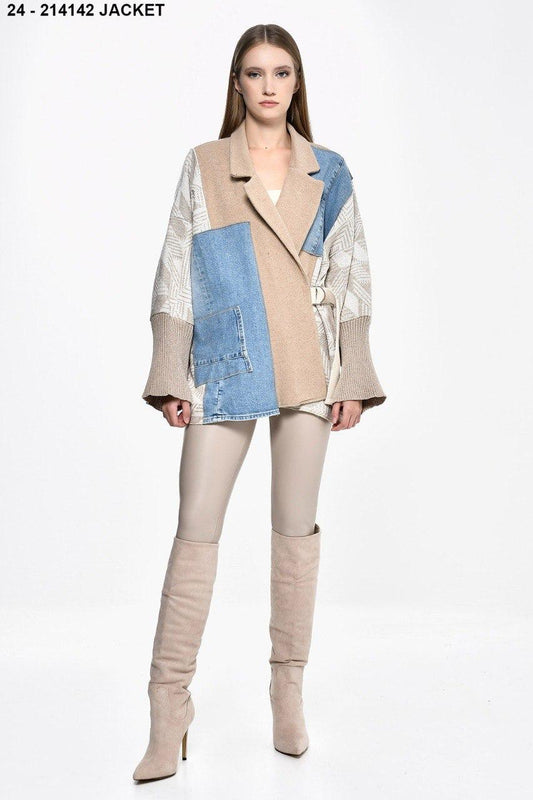 Beige X denim DQ pattern