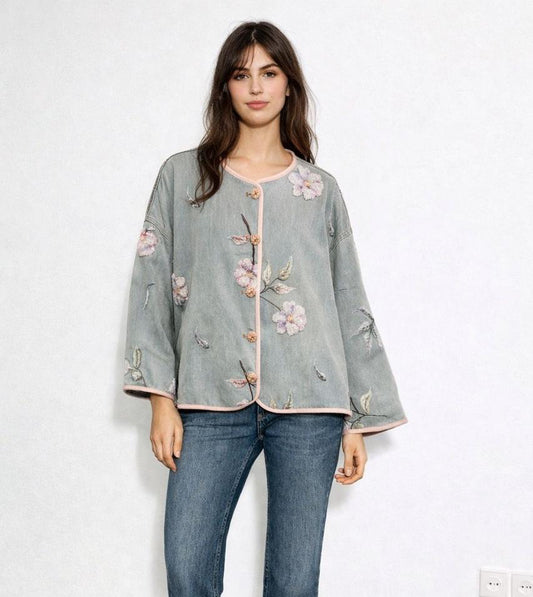 Jacket denim embroidery