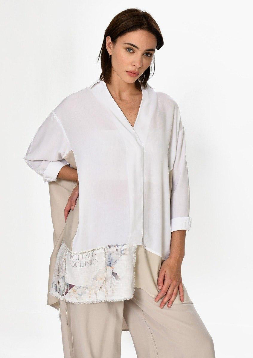 Shirt white mix