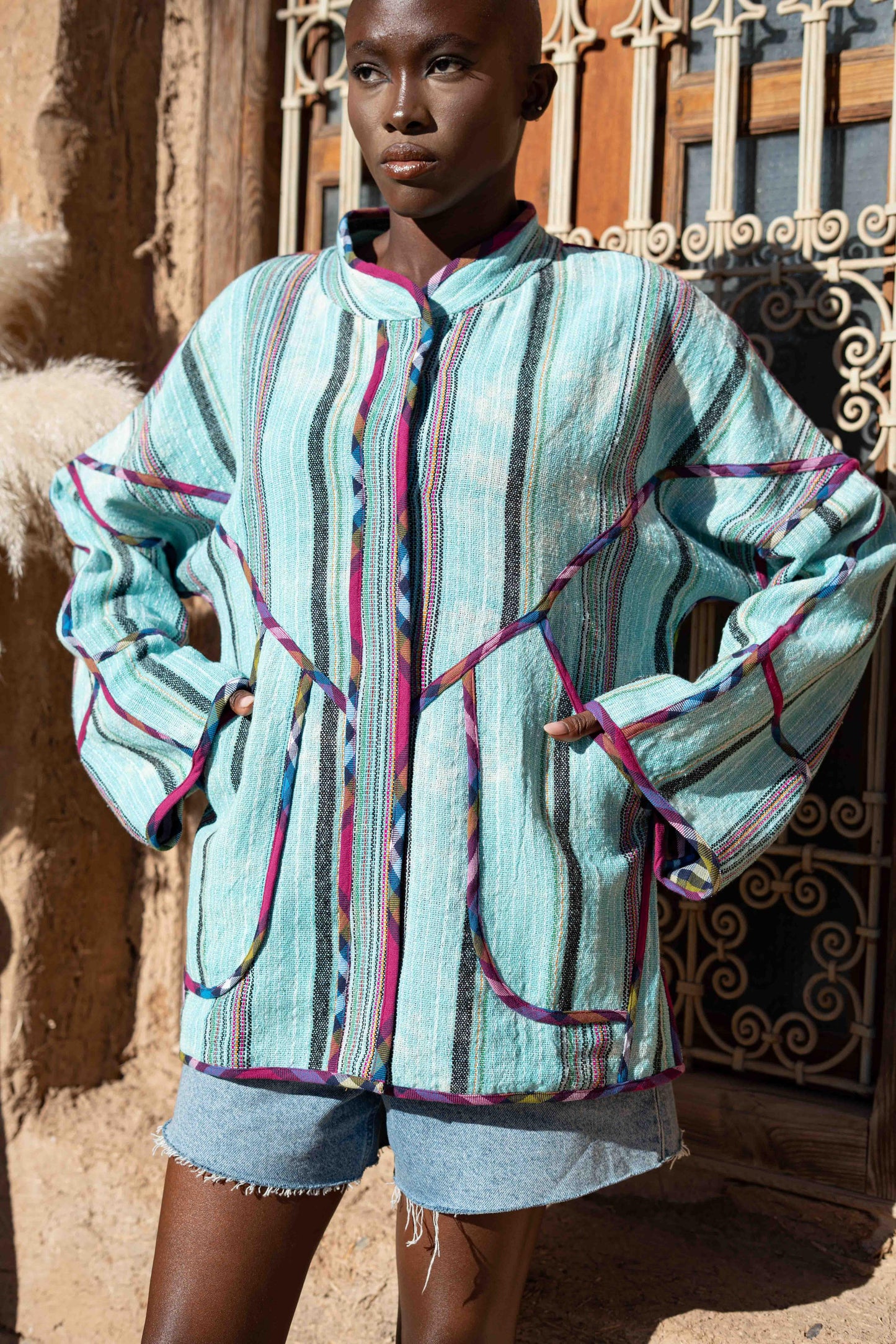 Jacket mint embroidery