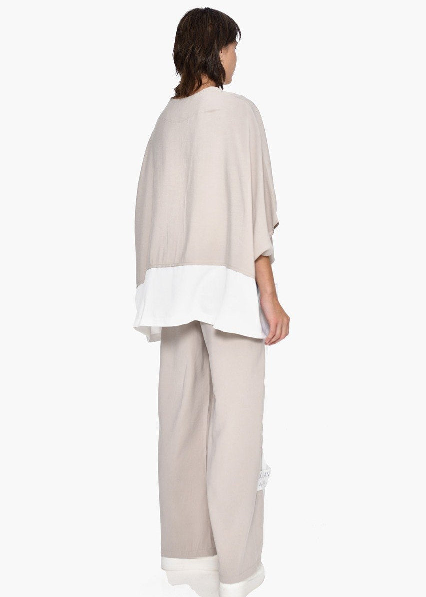 Shirt beige blue mix