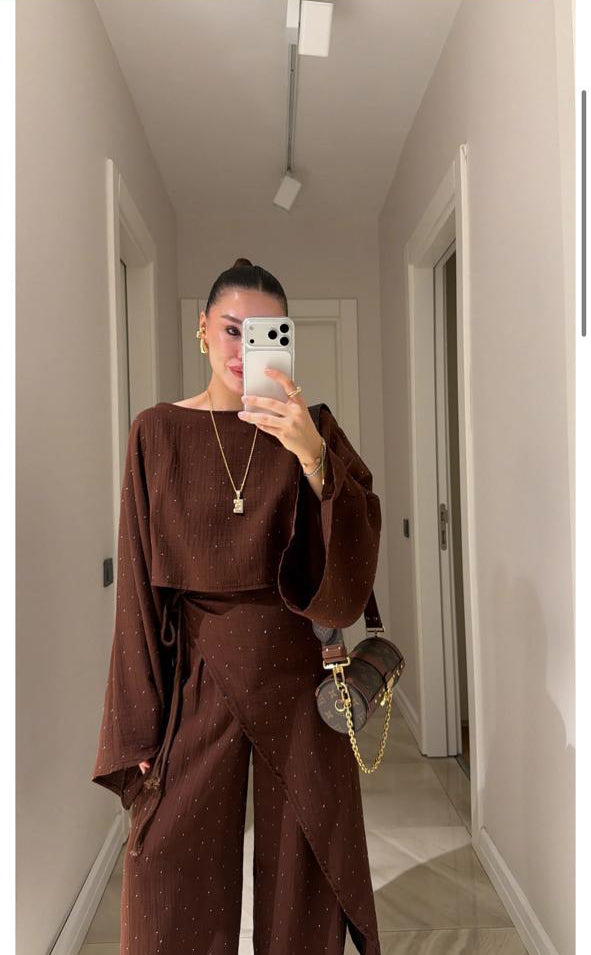 Set strass brown belt