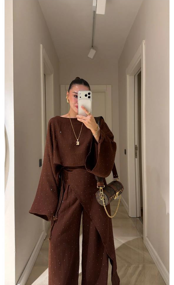 Set strass brown belt