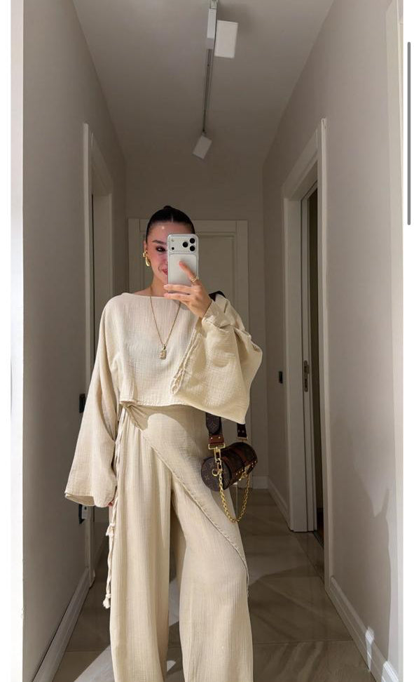 Set beige strass belt