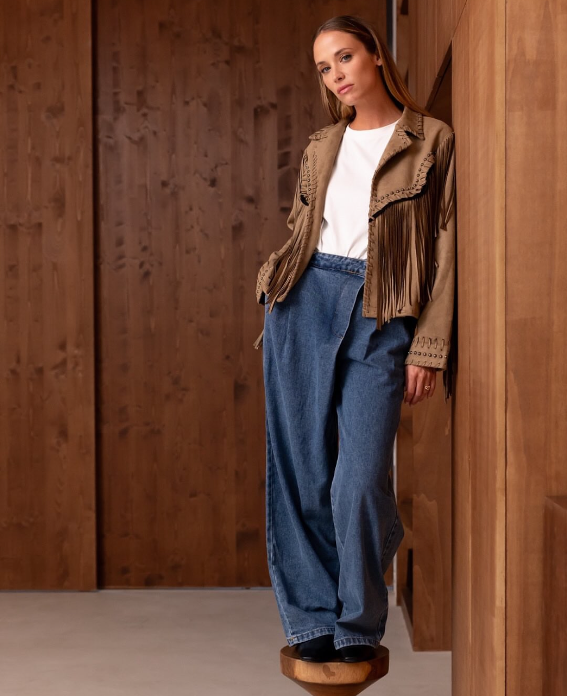 Jacket brown fringes