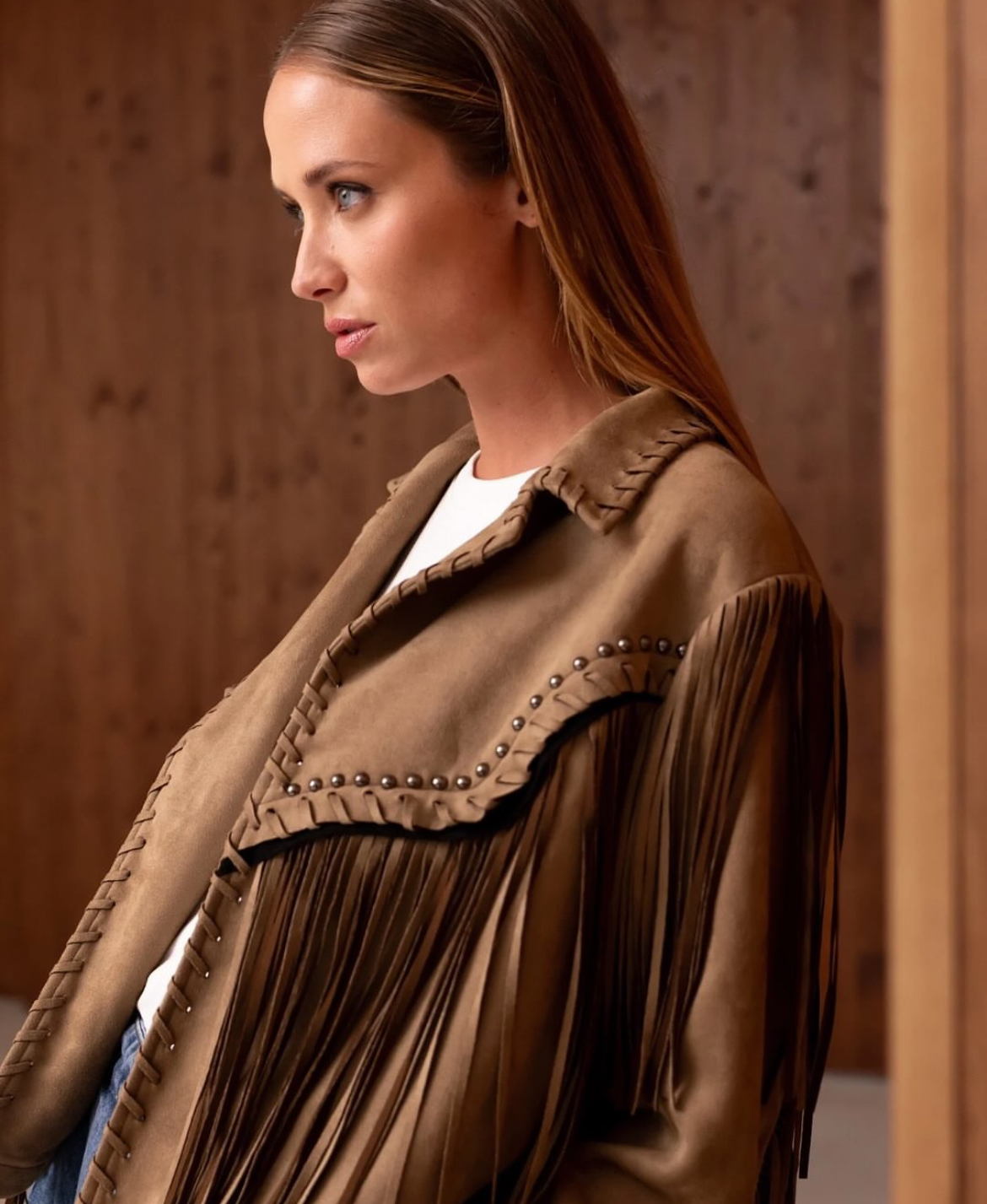 Jacket brown fringes