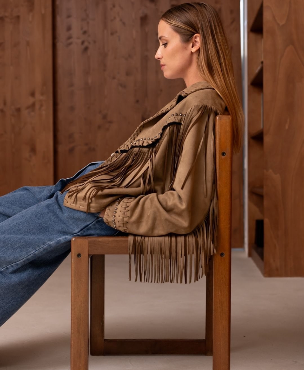 Jacket brown fringes