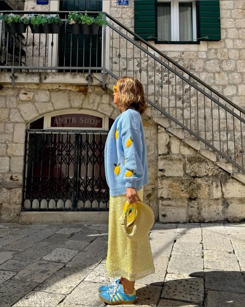 Cardigan lemon X blue