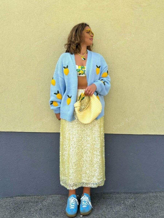 Cardigan lemon X blue