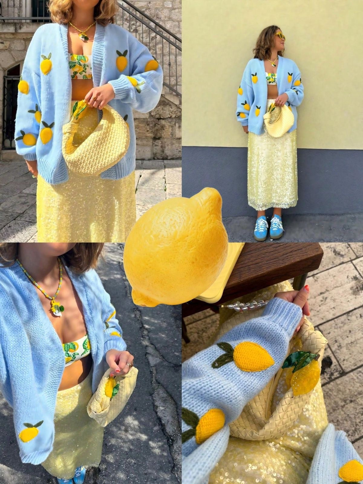Cardigan lemon X blue
