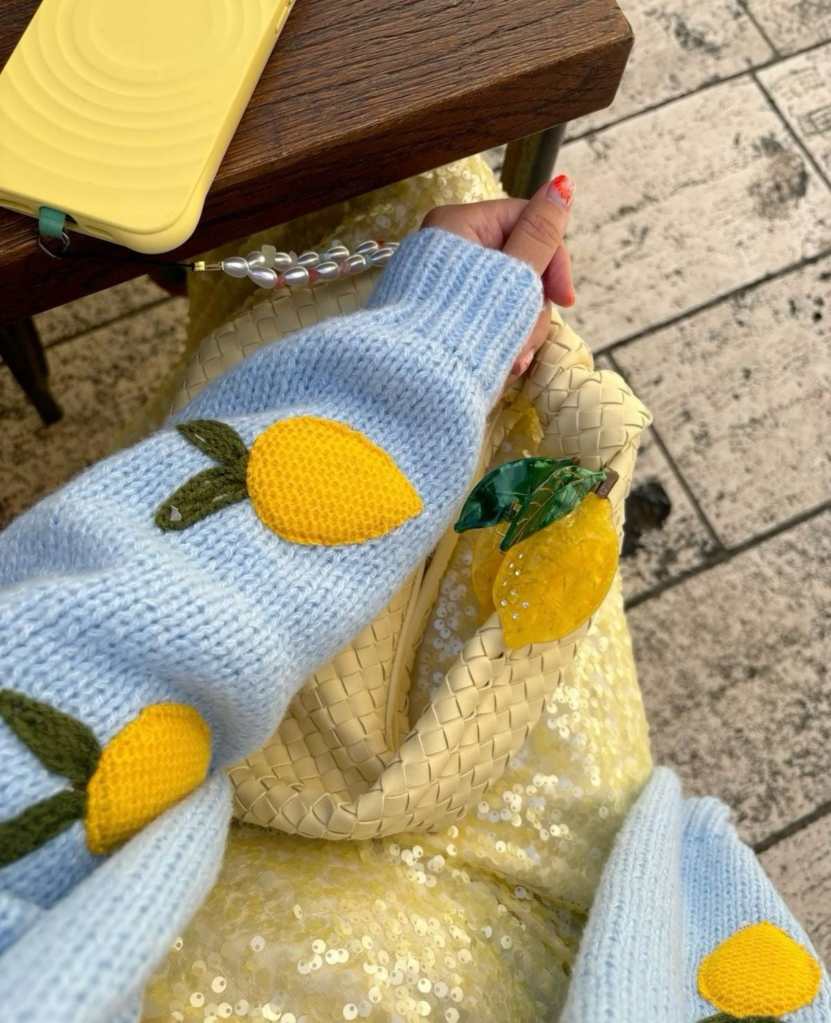 Cardigan lemon X blue