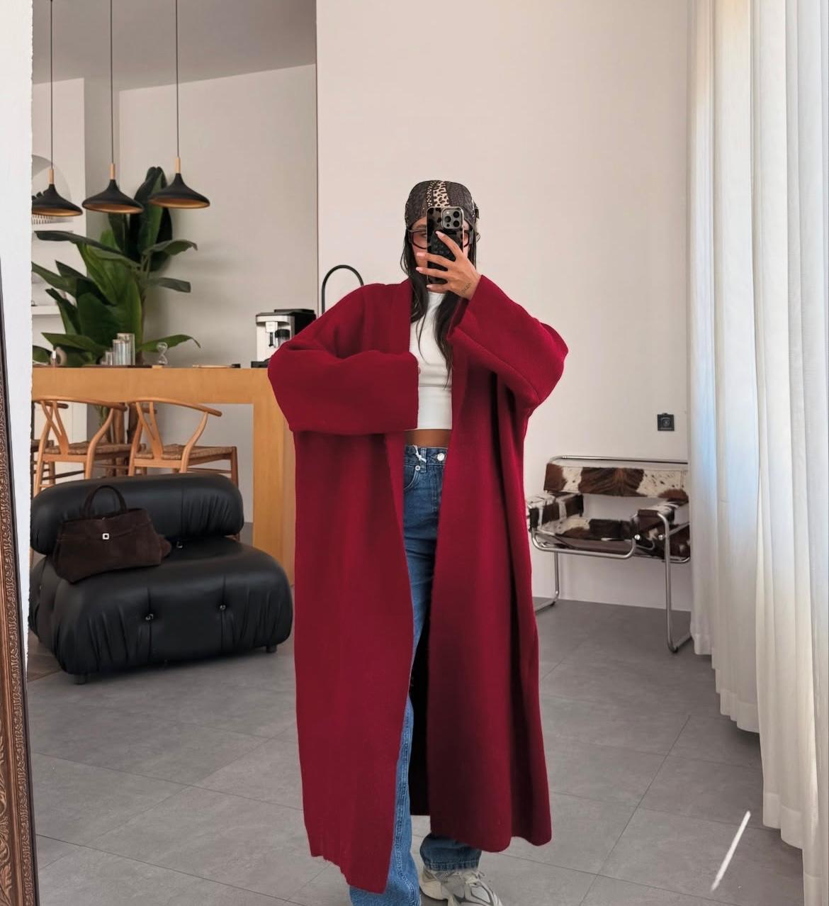 Wool coat burgundy reddish
