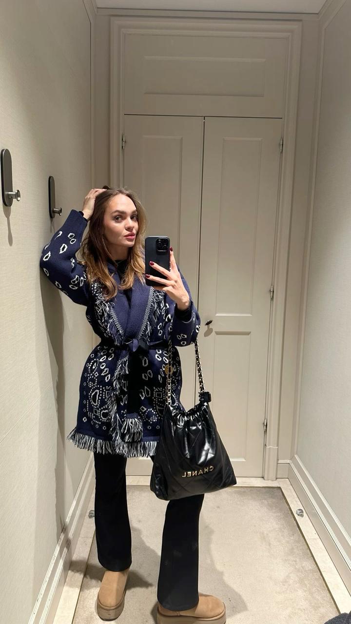 Bandana cardigan navy