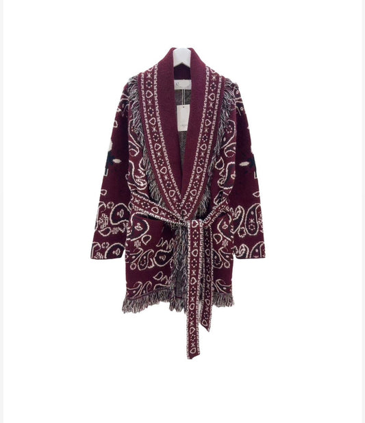 Bandana cardigan burgundy
