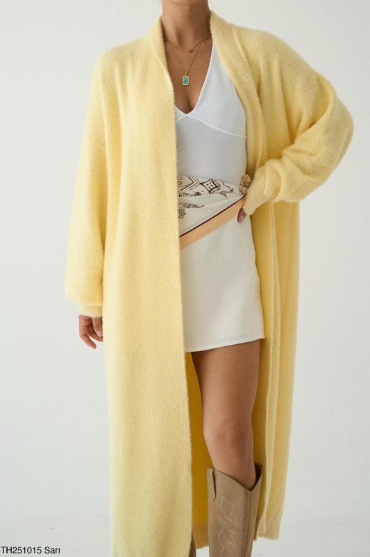 Fur cardigan yellow