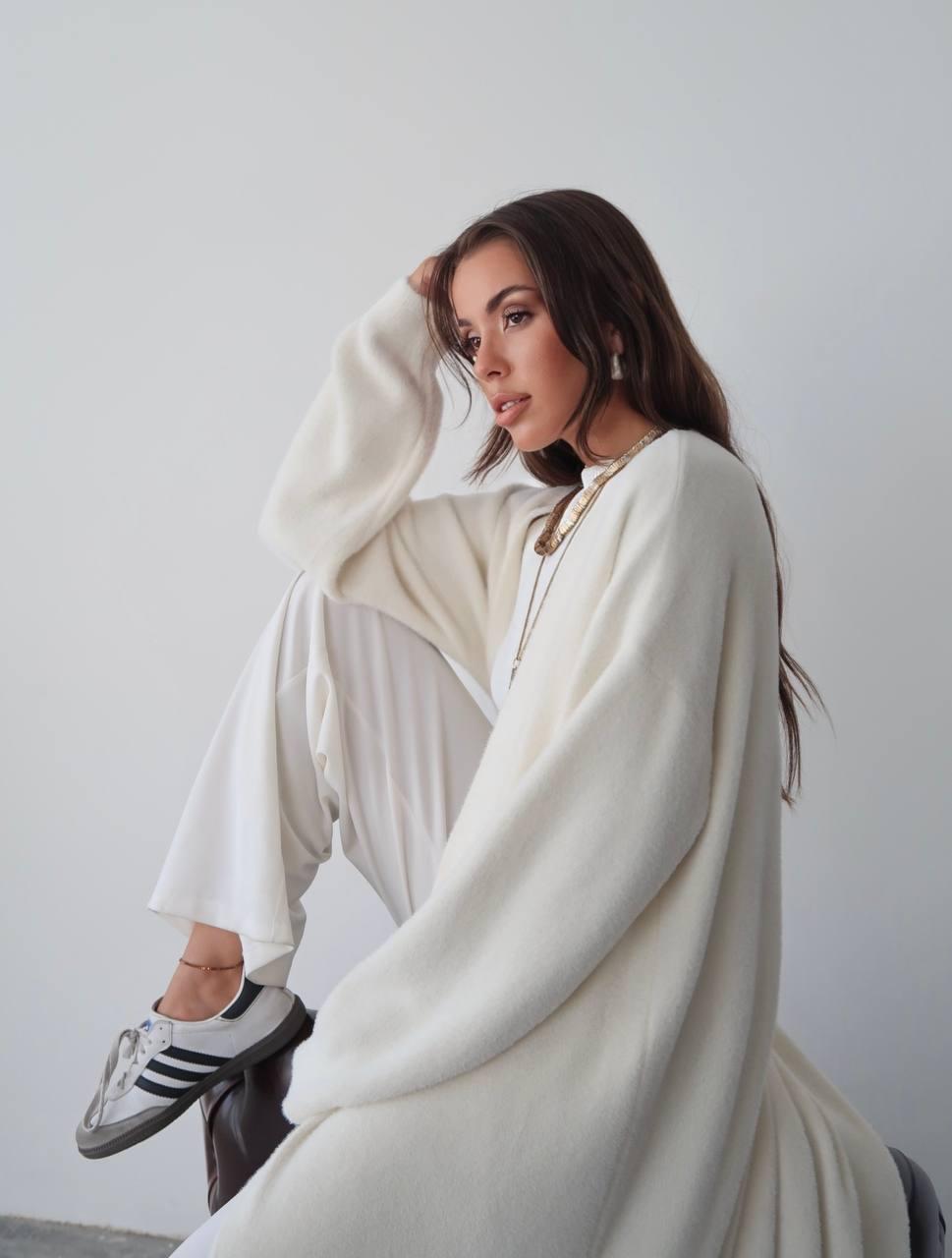 Fur cardigan offwhite