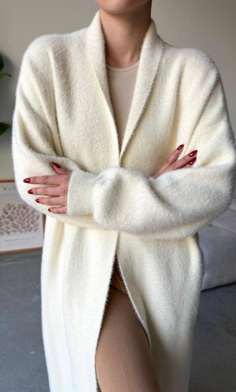 Fur cardigan offwhite