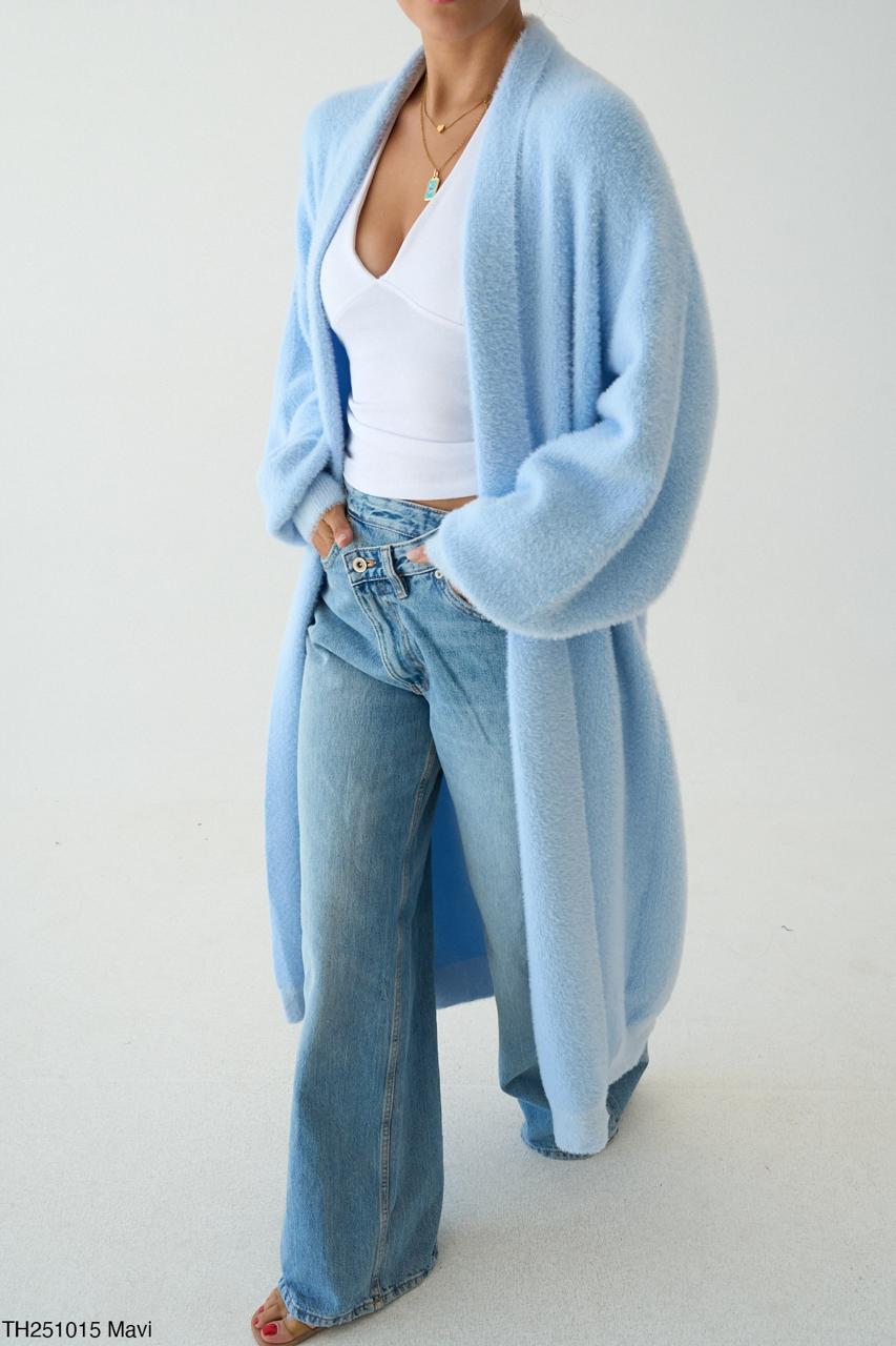 Fur cardigan light blue