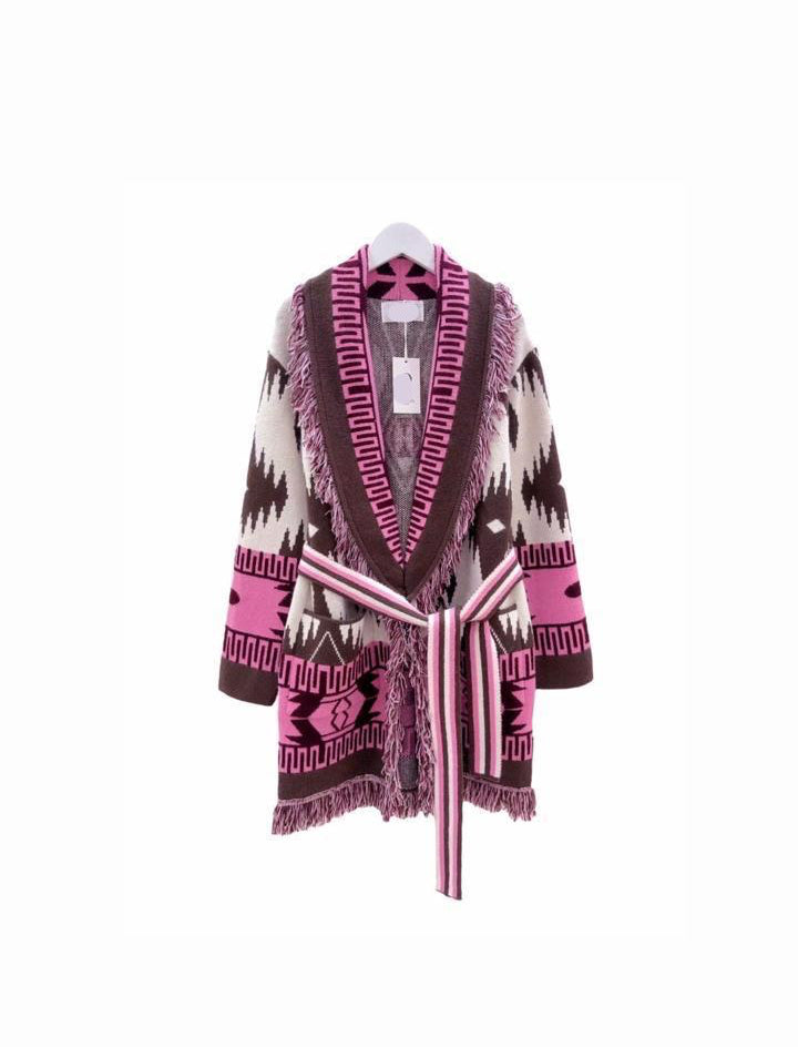 Cardigan argyle pink brown