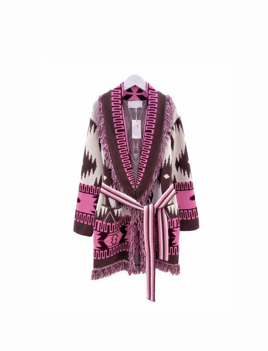 Cardigan argyle pink brown