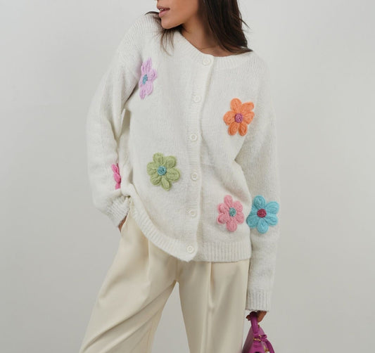 Cardigan chunky flowers