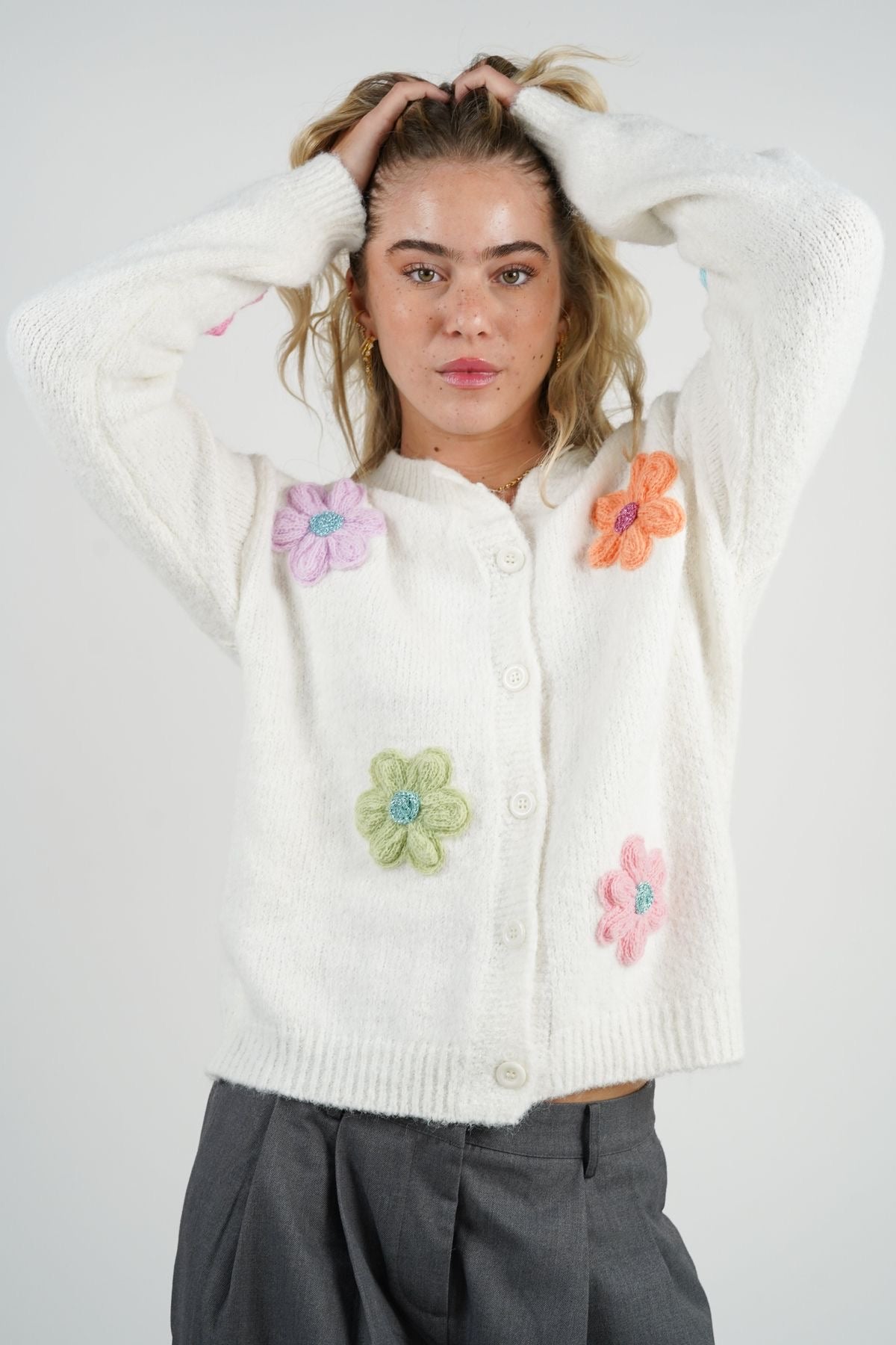 Cardigan chunky flowers