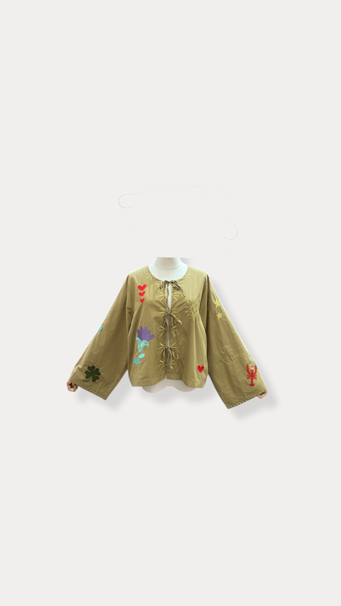 Shirt olive embroidery