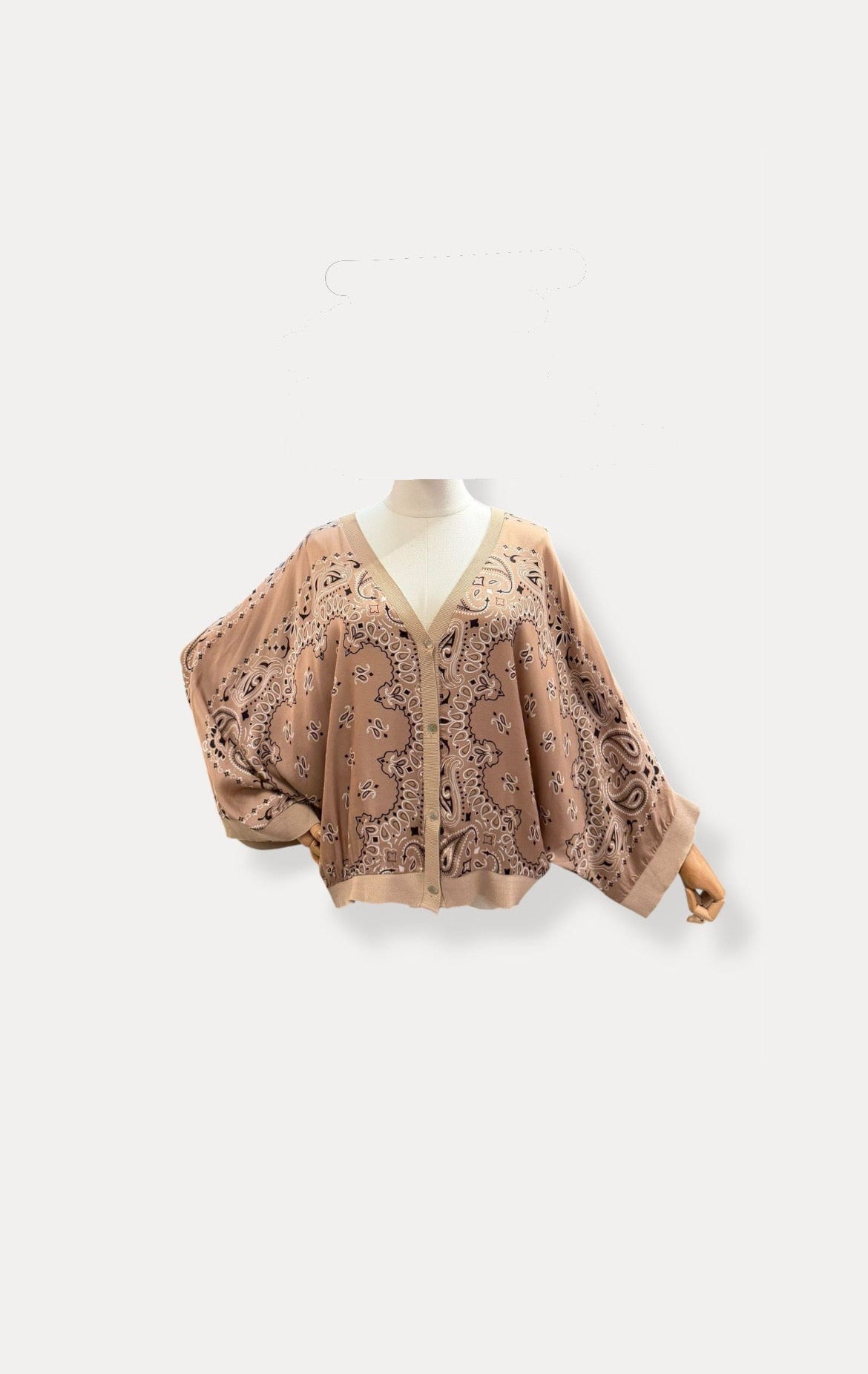Bandana silk cardigan cafe