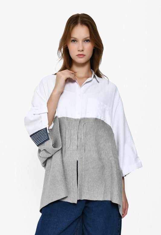 Cardigan two side grey mix