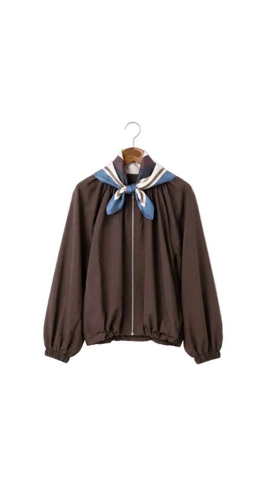 Jacket bomber brown scarf