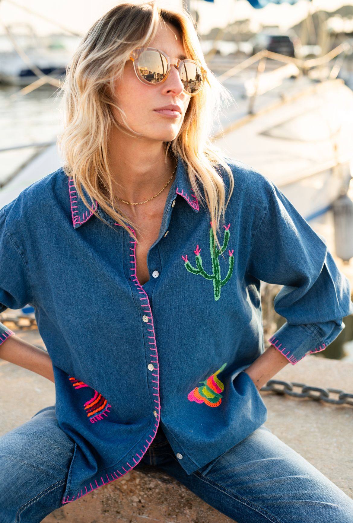 Shirt blue butterflies