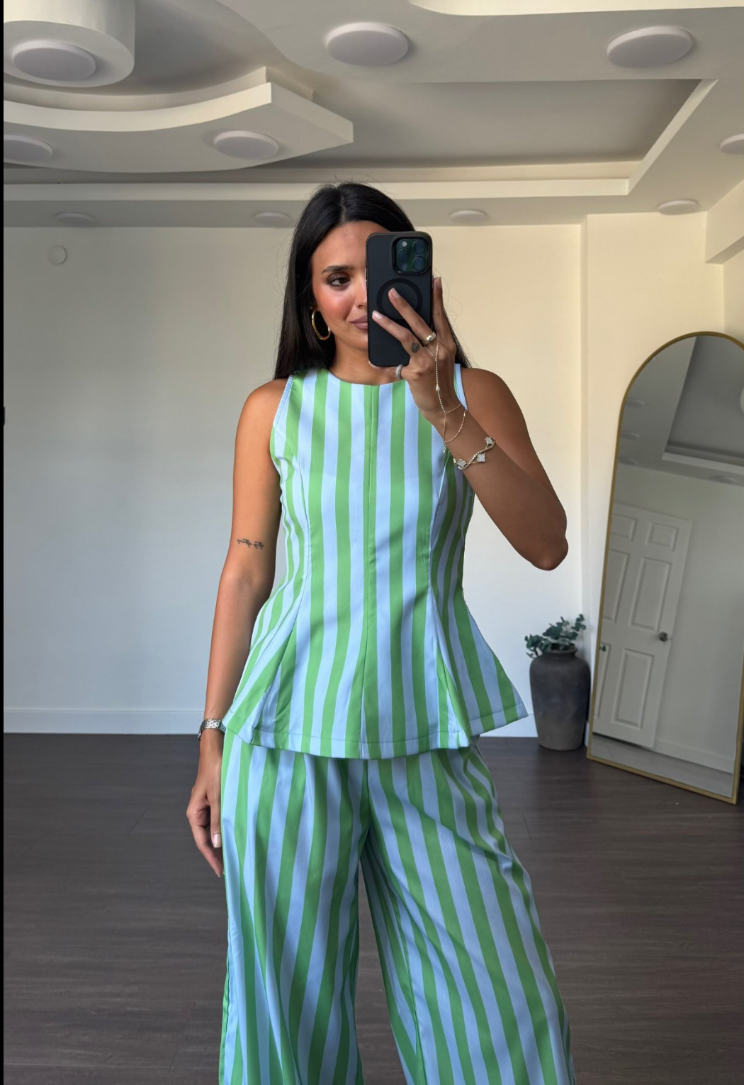 Set stripe blue green