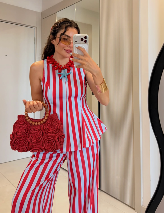 Set stripe blue red