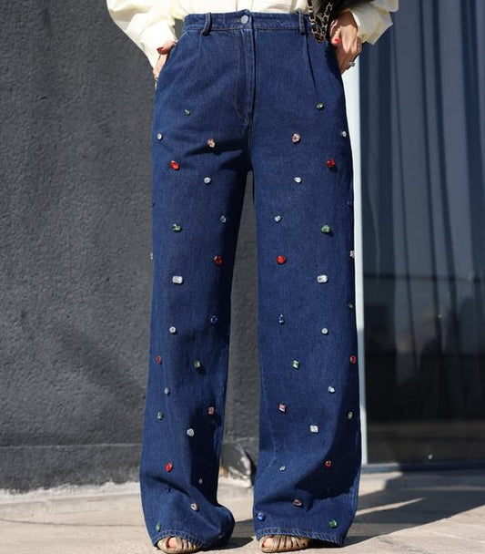 Pants denim studs