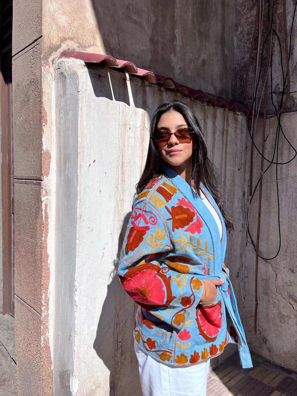 Jacket embroidery blue burgundy