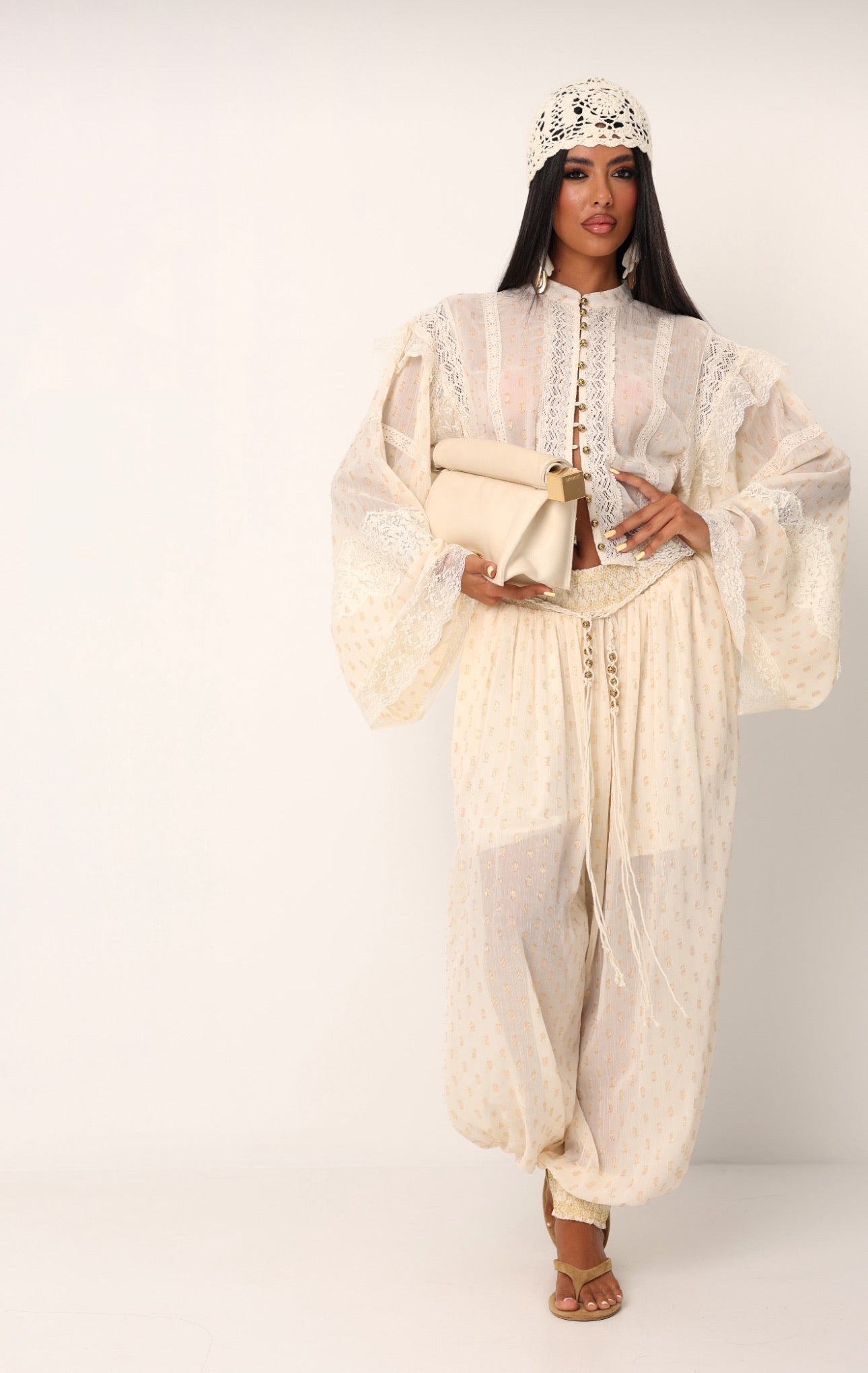 Set polka gold lace offwhite