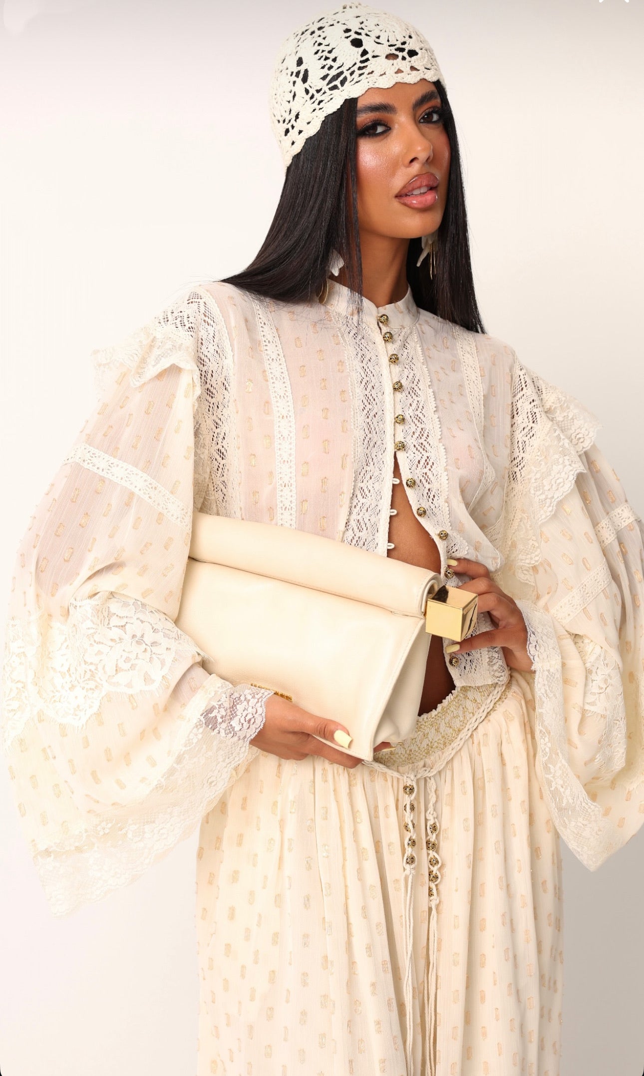 Set polka gold lace offwhite