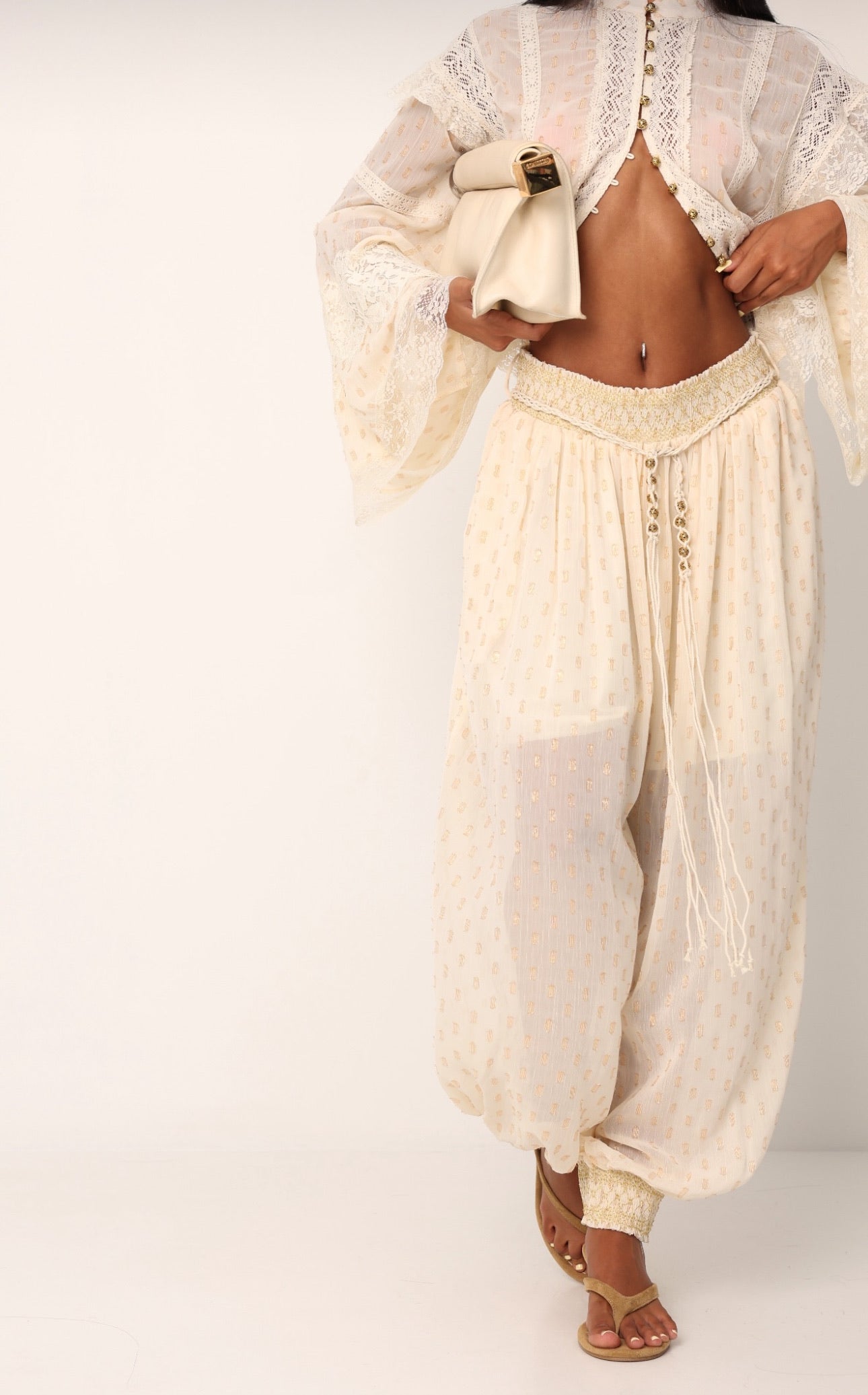 Set polka gold lace offwhite